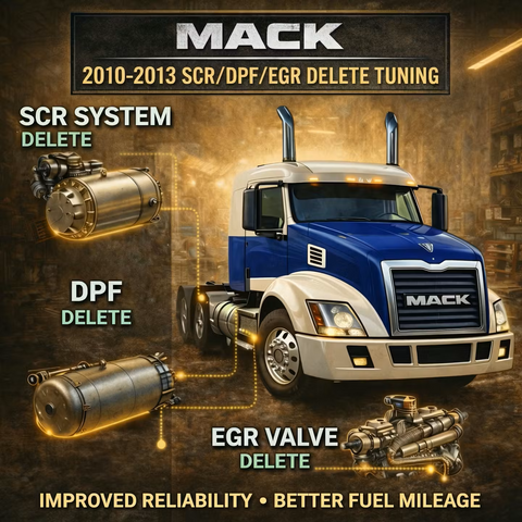MACK 2010-2013. MP7, MP8, MP10 SCR/DPF/EGR DELETE TUNING. Remote Calibration.